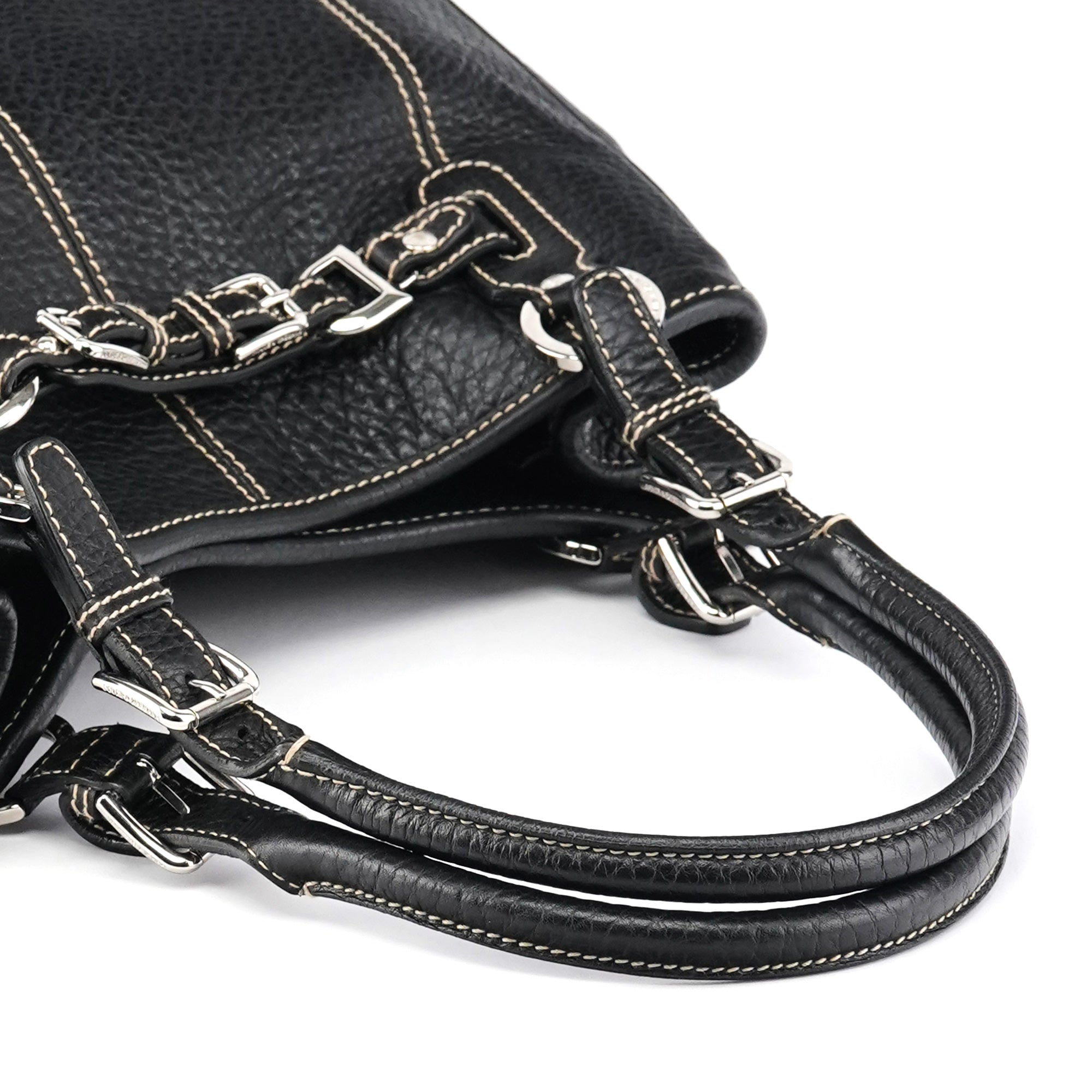 Black Pebbled Leather D&G Tote Bag