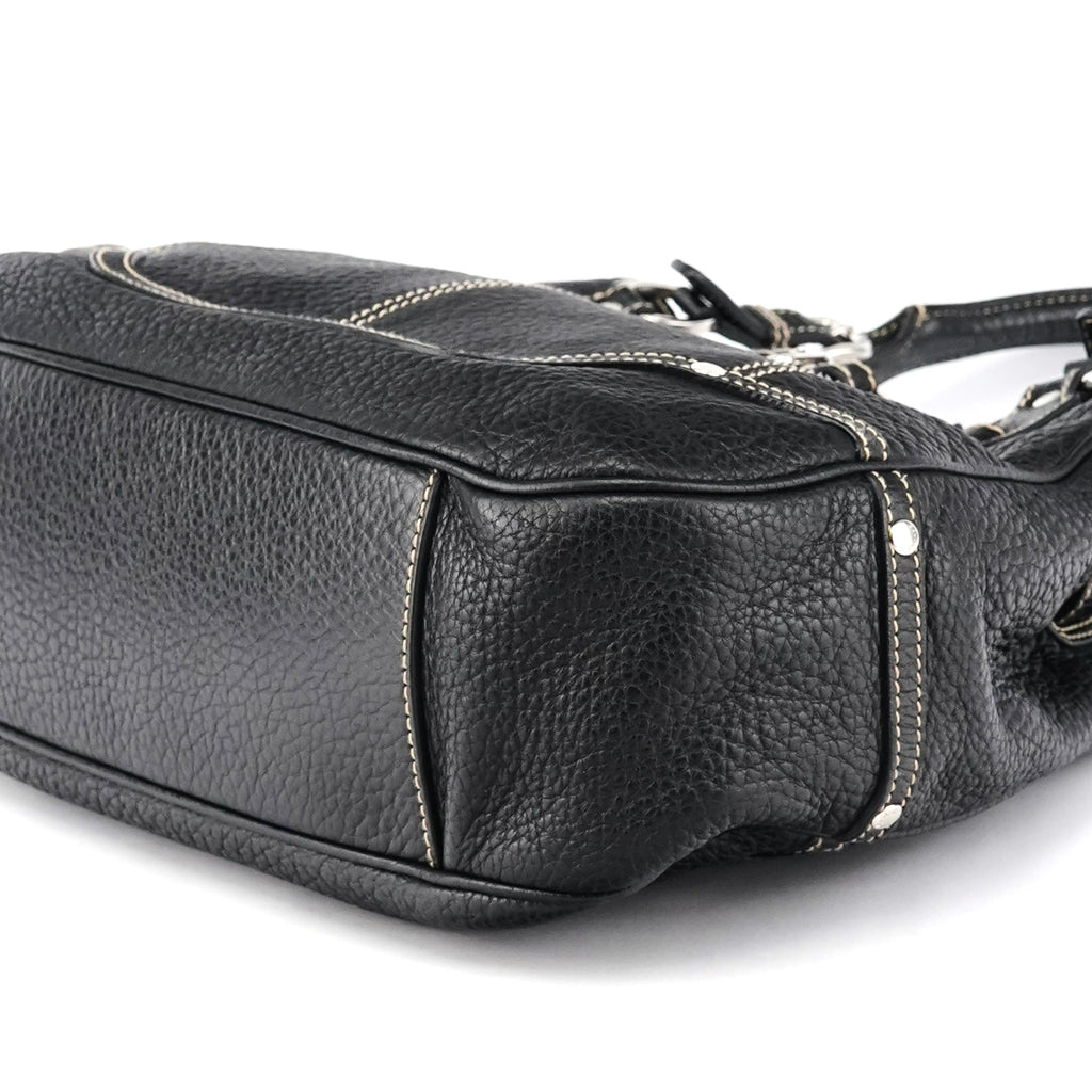 Black Pebbled Leather D&G Tote Bag