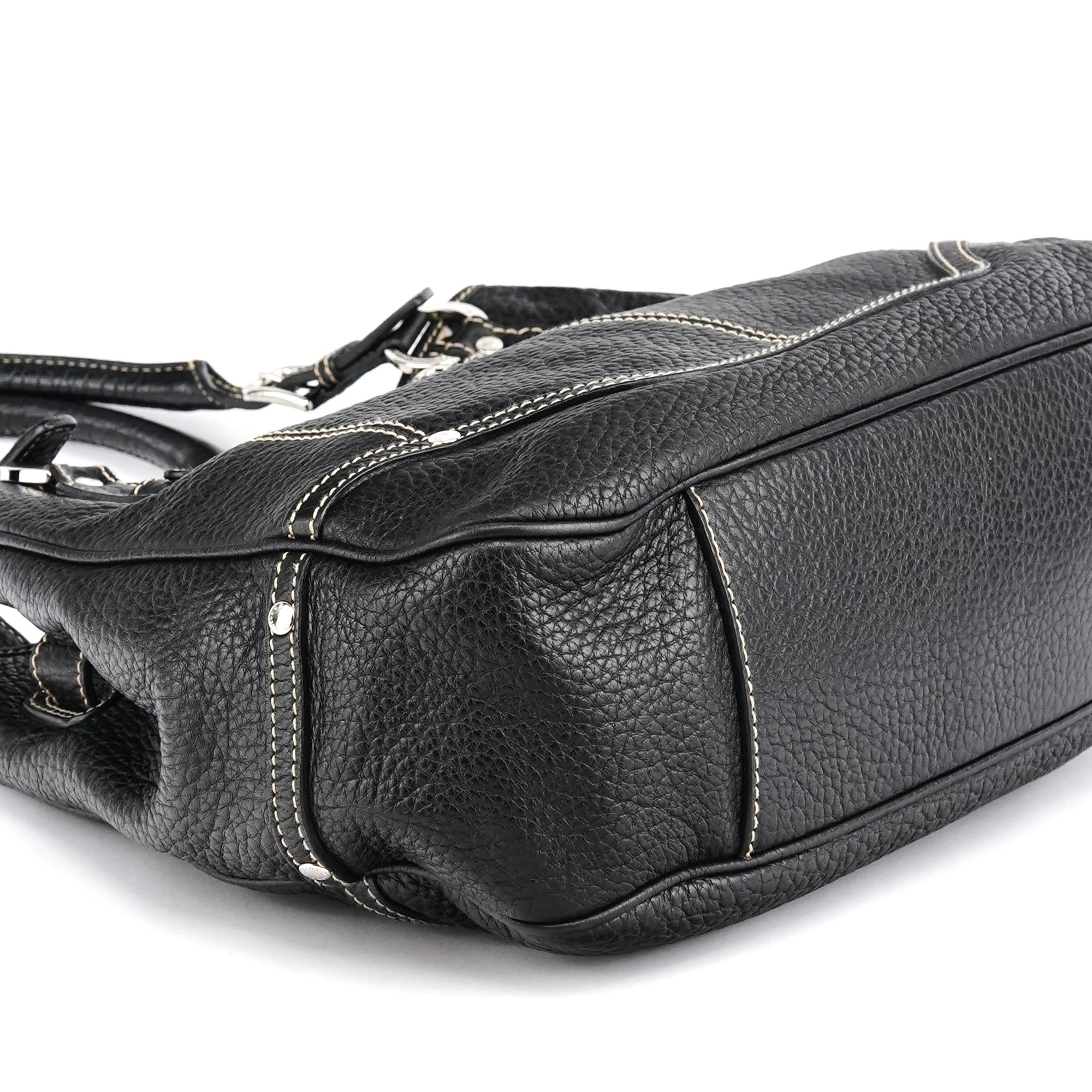 Black Pebbled Leather D&G Tote Bag