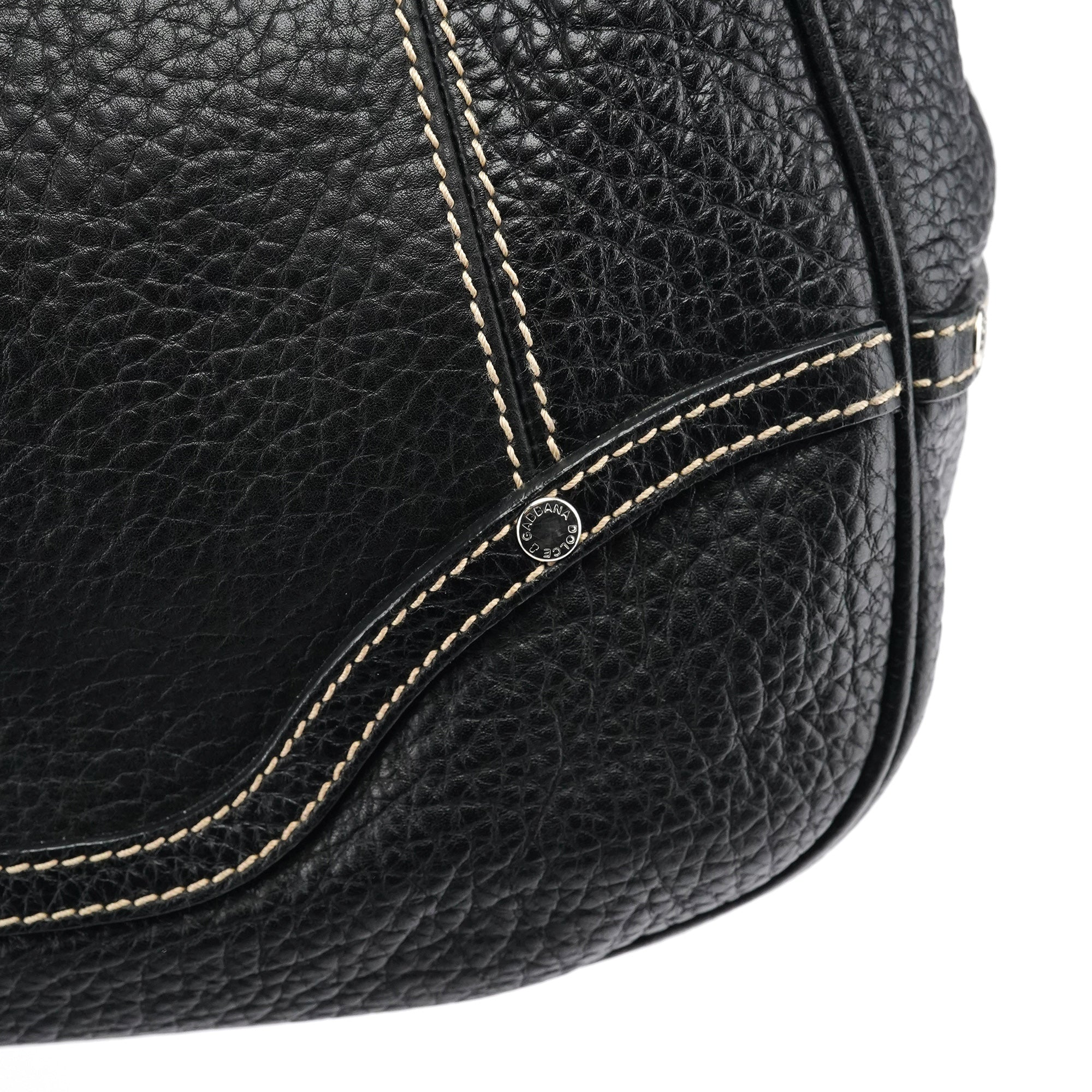 Black Pebbled Leather D&G Tote Bag
