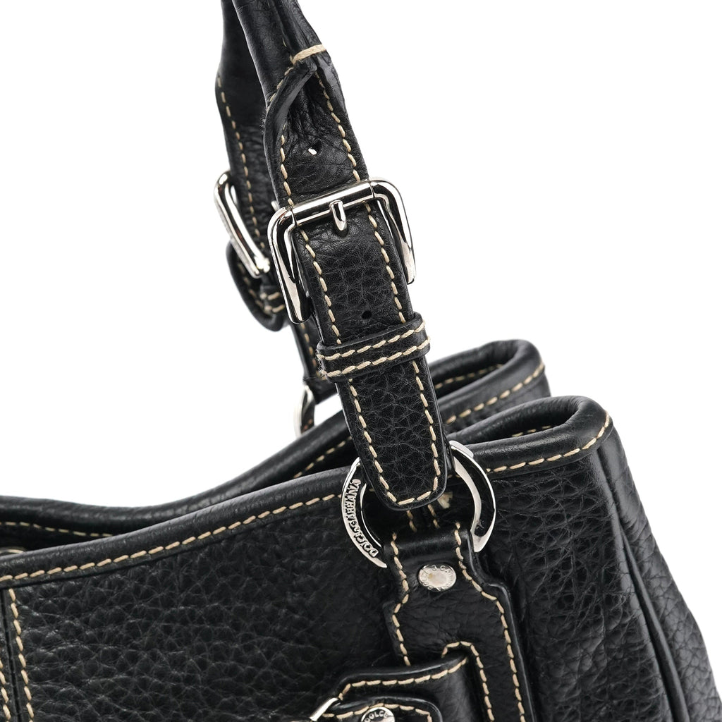 Black Pebbled Leather D&G Tote Bag