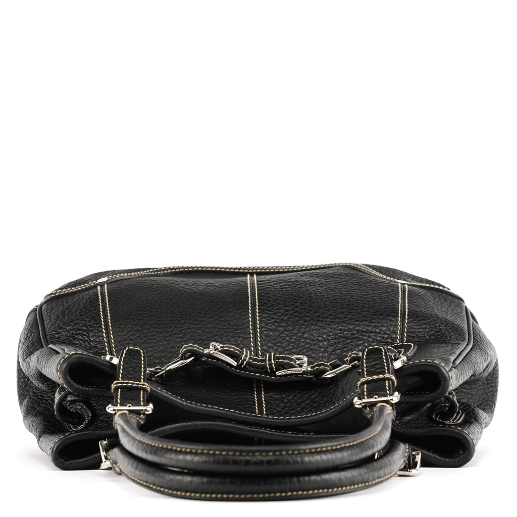 Black Pebbled Leather D&G Tote Bag