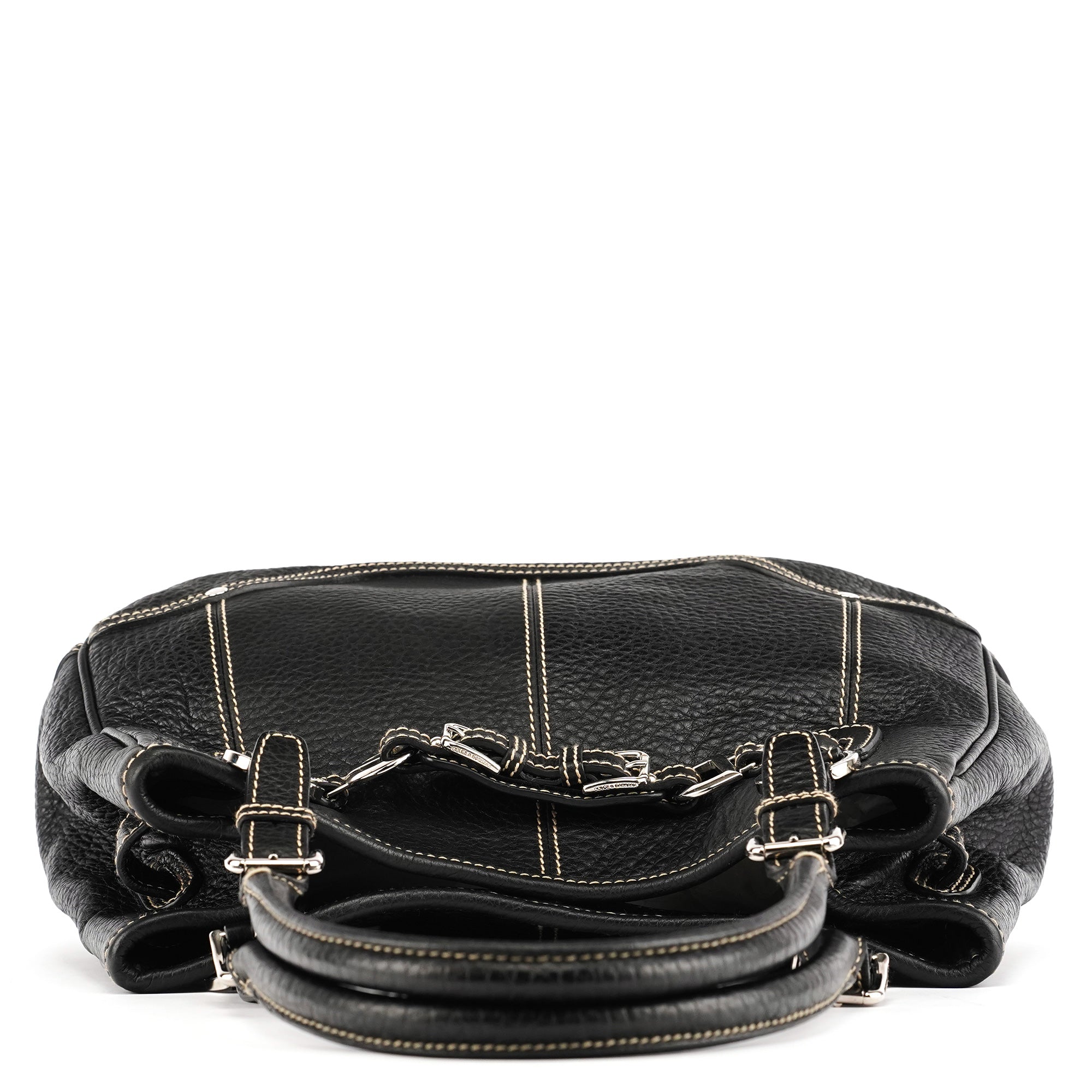 Black Pebbled Leather D&G Tote Bag