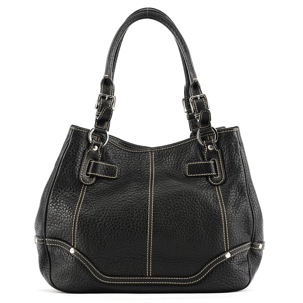 Black Pebbled Leather D&G Tote Bag