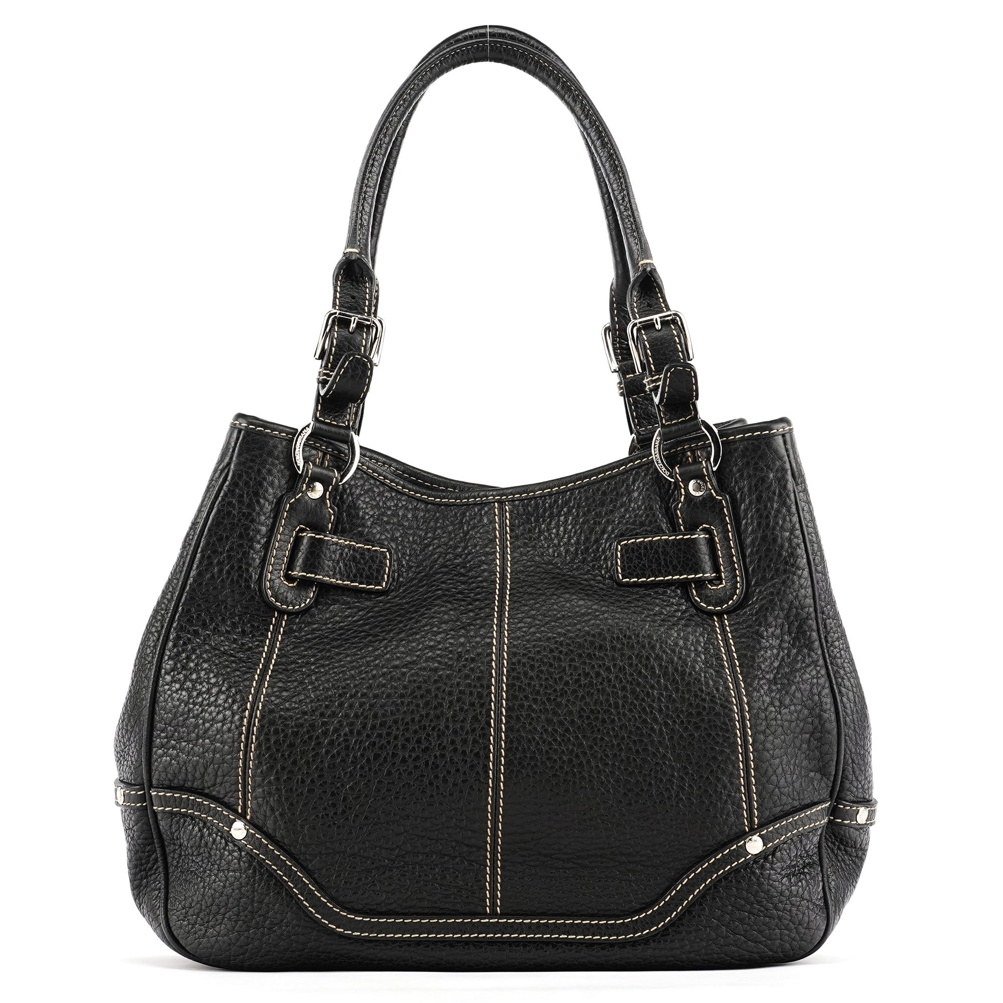 Black Pebbled Leather D&G Tote Bag