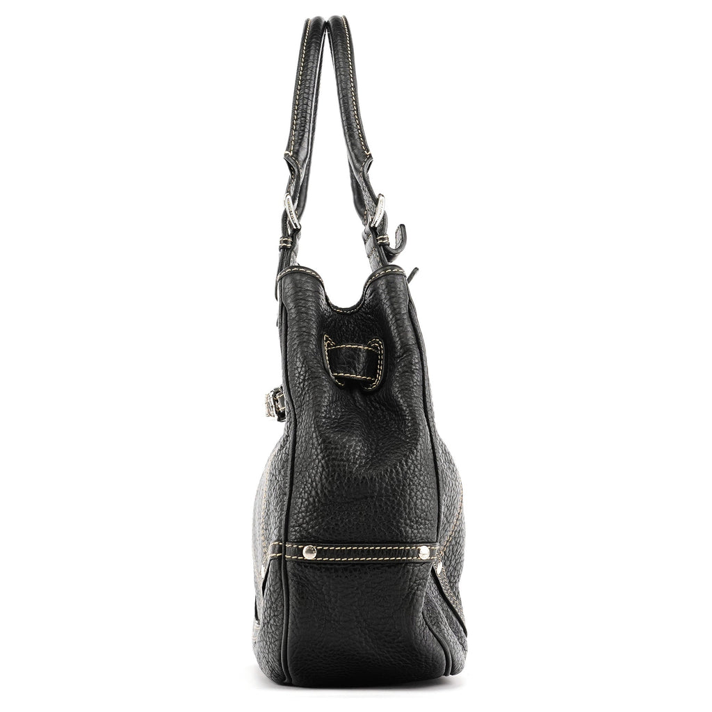 Black Pebbled Leather D&G Tote Bag