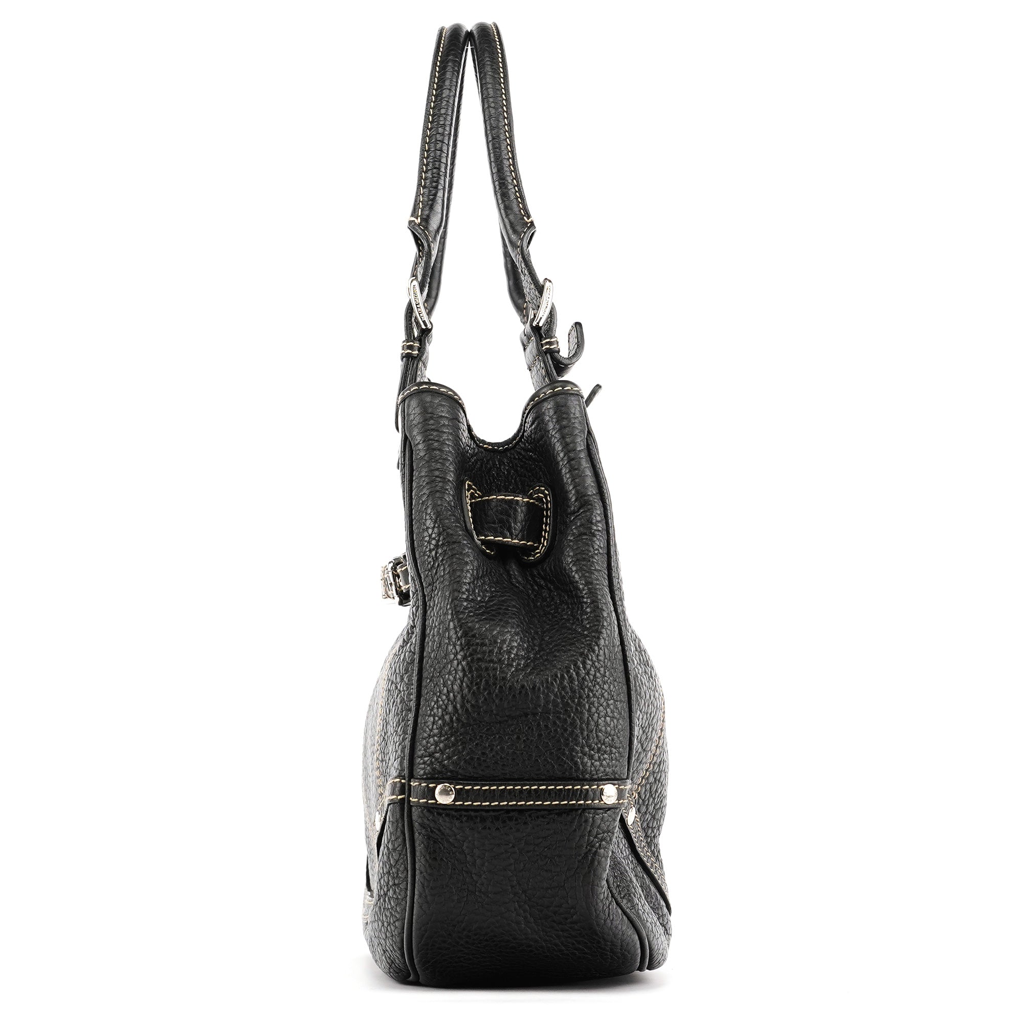 Black Pebbled Leather D&G Tote Bag