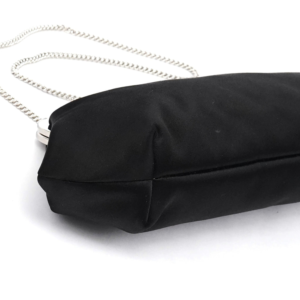 Black Satin Clutch Chain Shoulder Bag