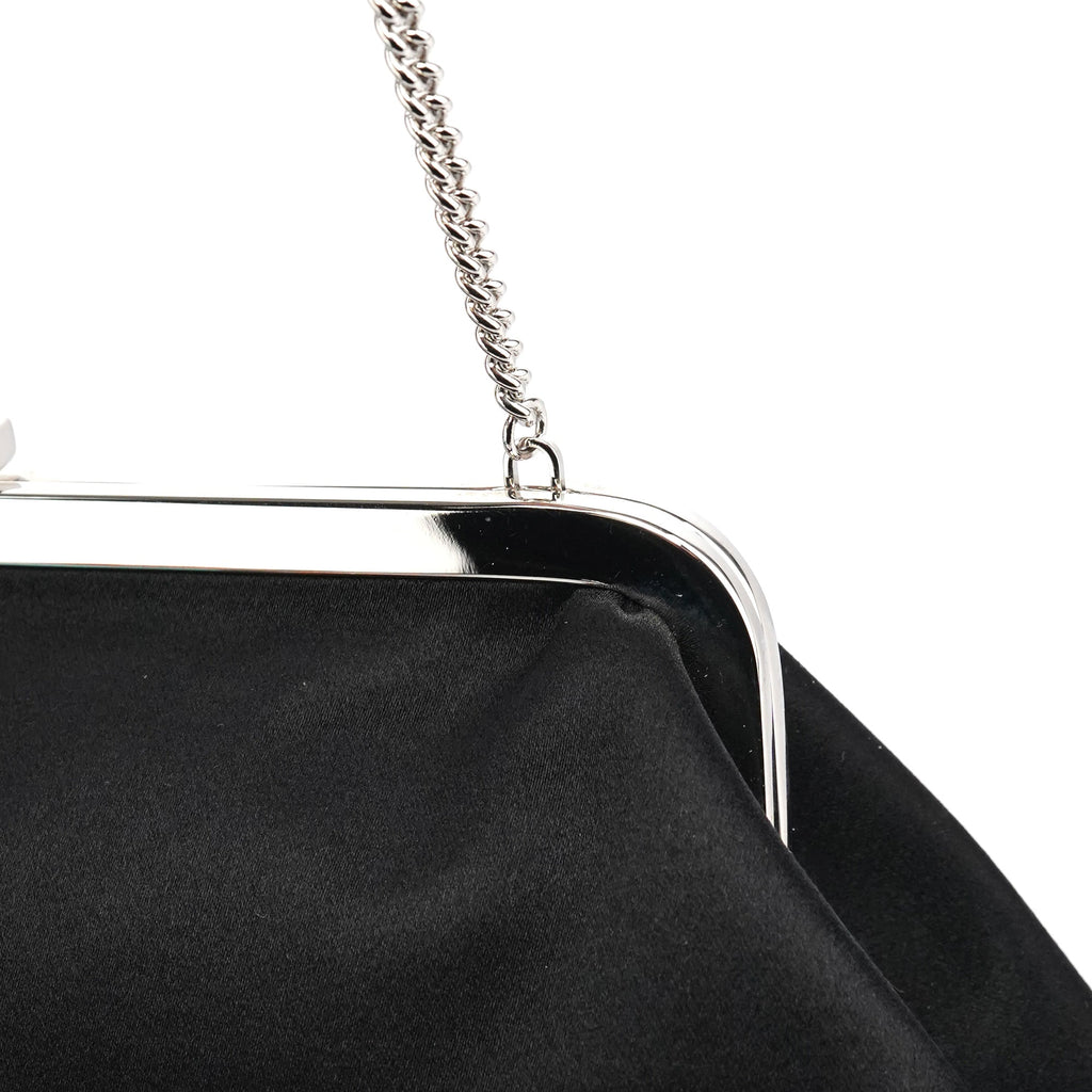Black Satin Clutch Chain Shoulder Bag
