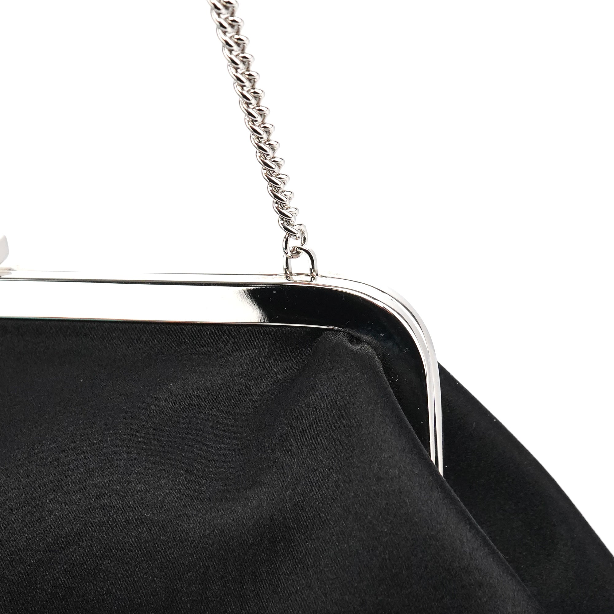 Black Satin Clutch Chain Shoulder Bag