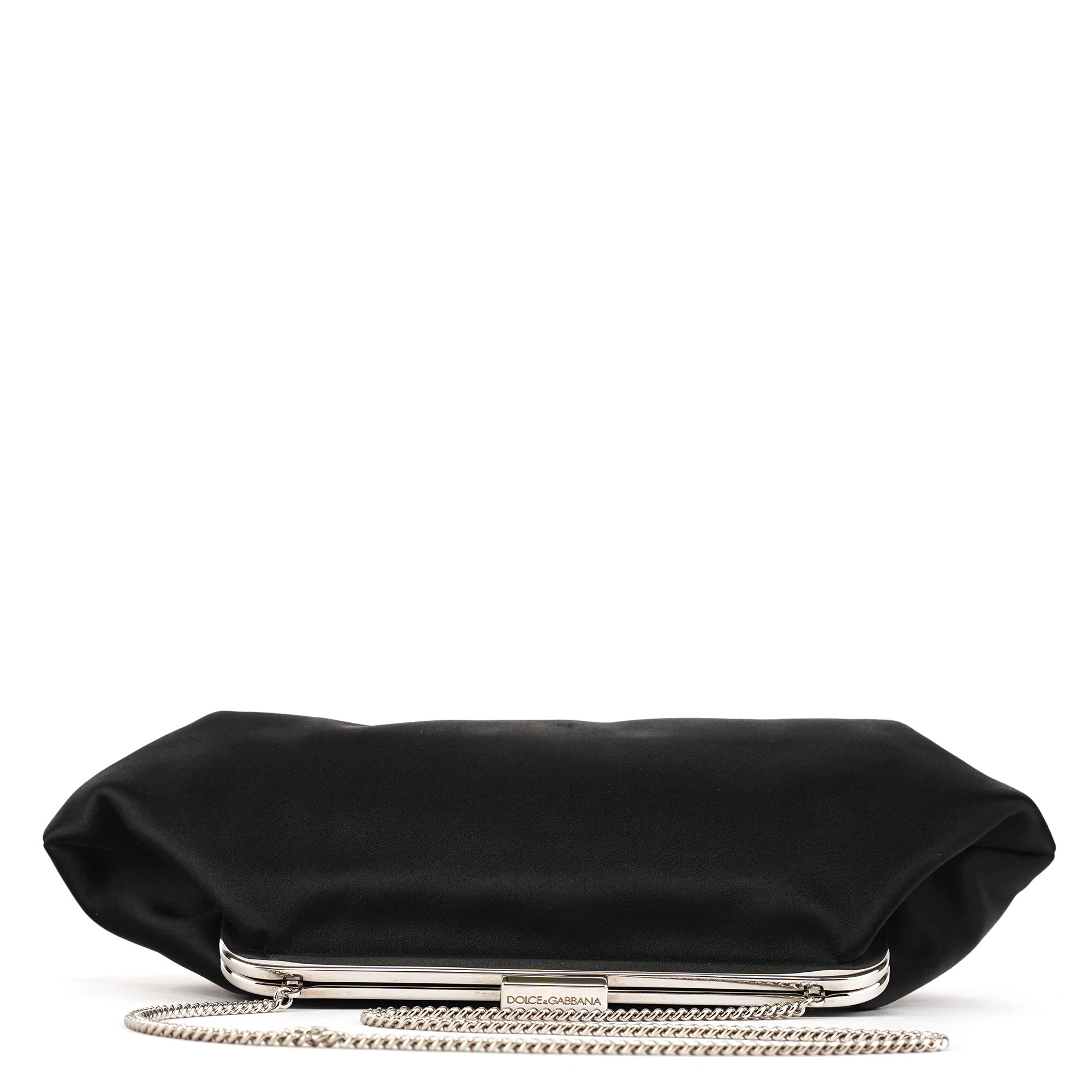 Black Satin Clutch Chain Shoulder Bag