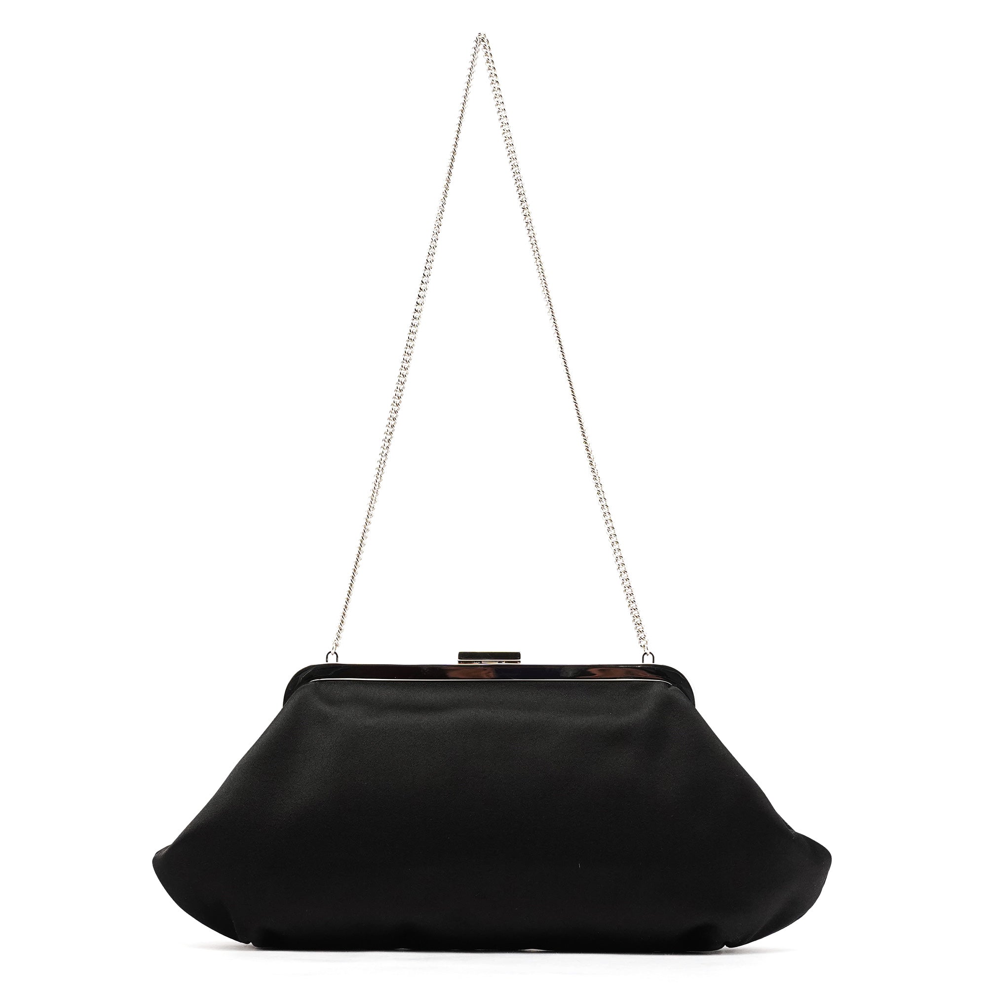 Black Satin Clutch Chain Shoulder Bag