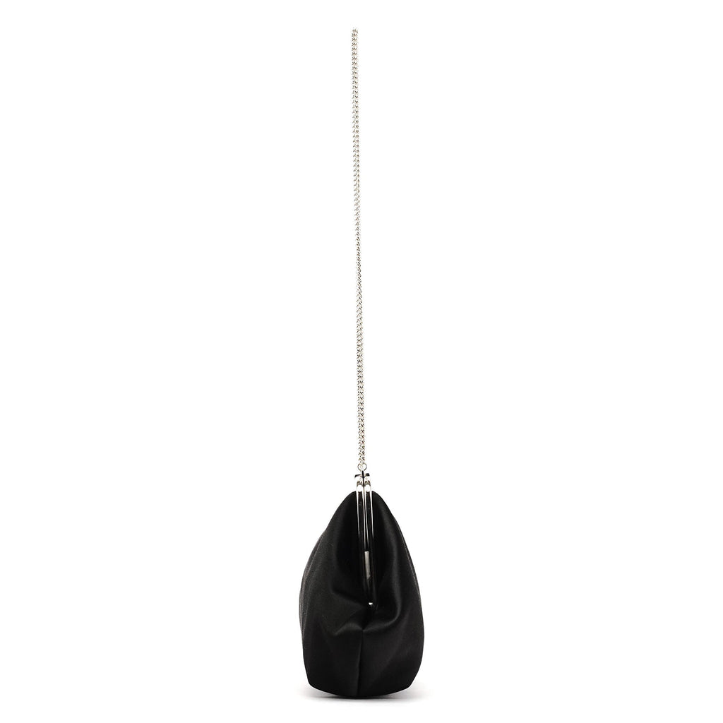 Black Satin Clutch Chain Shoulder Bag