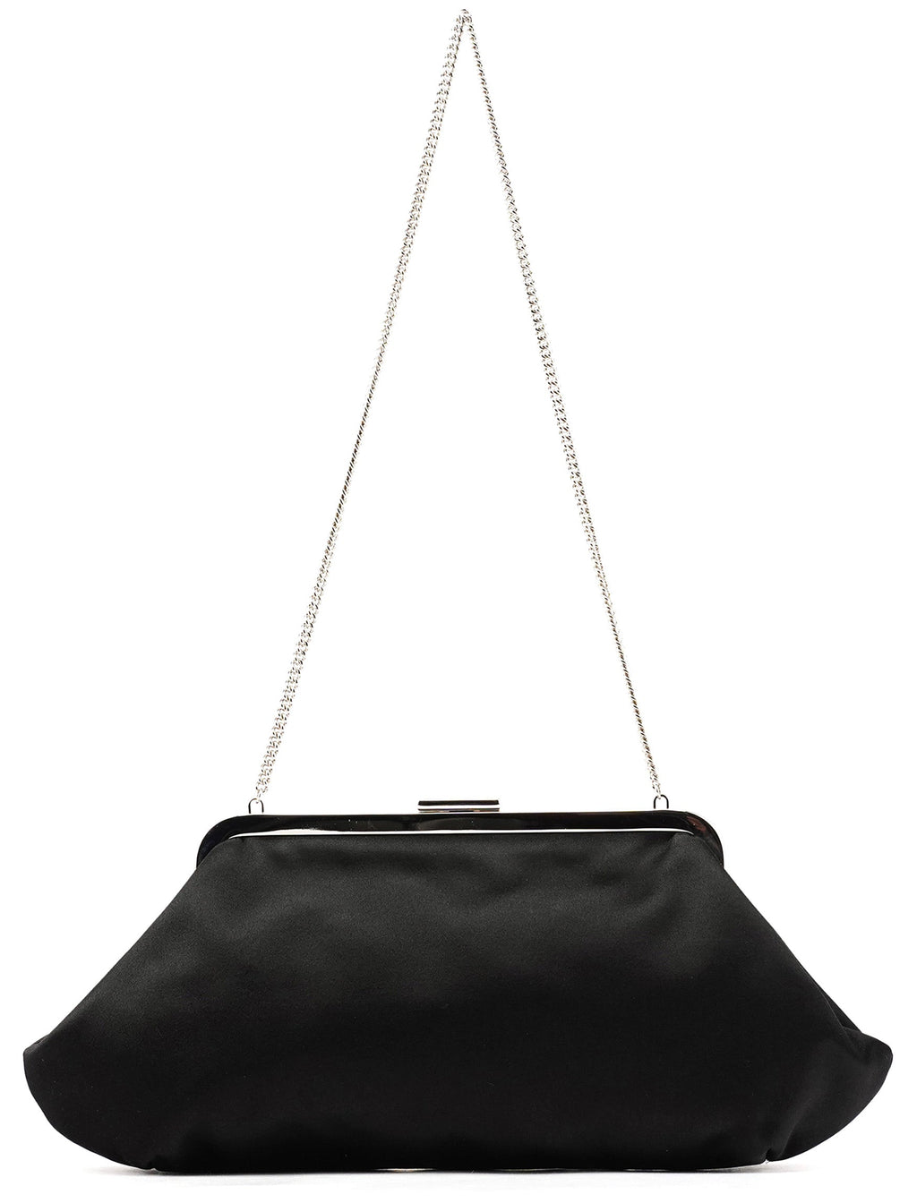 Black Satin Clutch Chain Shoulder Bag