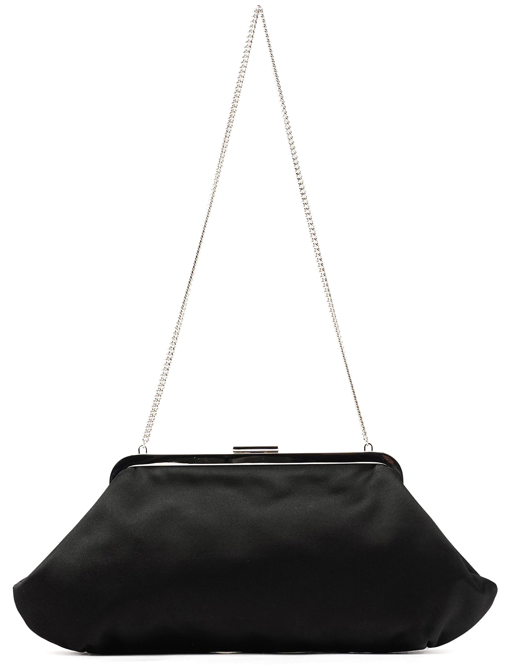 Black Satin Clutch Chain Shoulder Bag