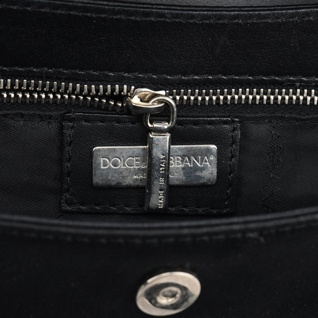 Black Satin Python Rhinestone Mini Bag