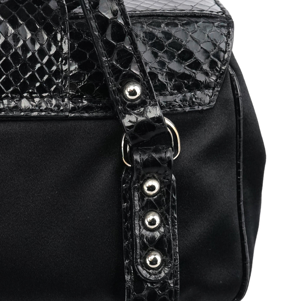 Black Satin Python Rhinestone Mini Bag