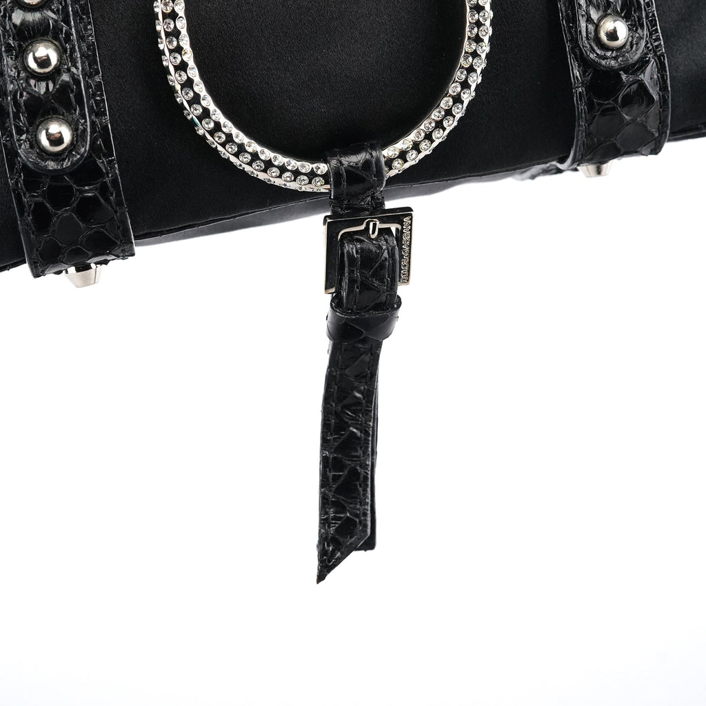 Black Satin Python Rhinestone Mini Bag