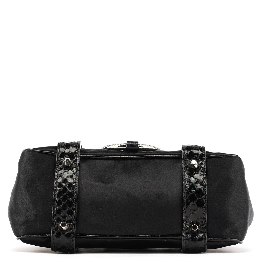 Black Satin Python Rhinestone Mini Bag