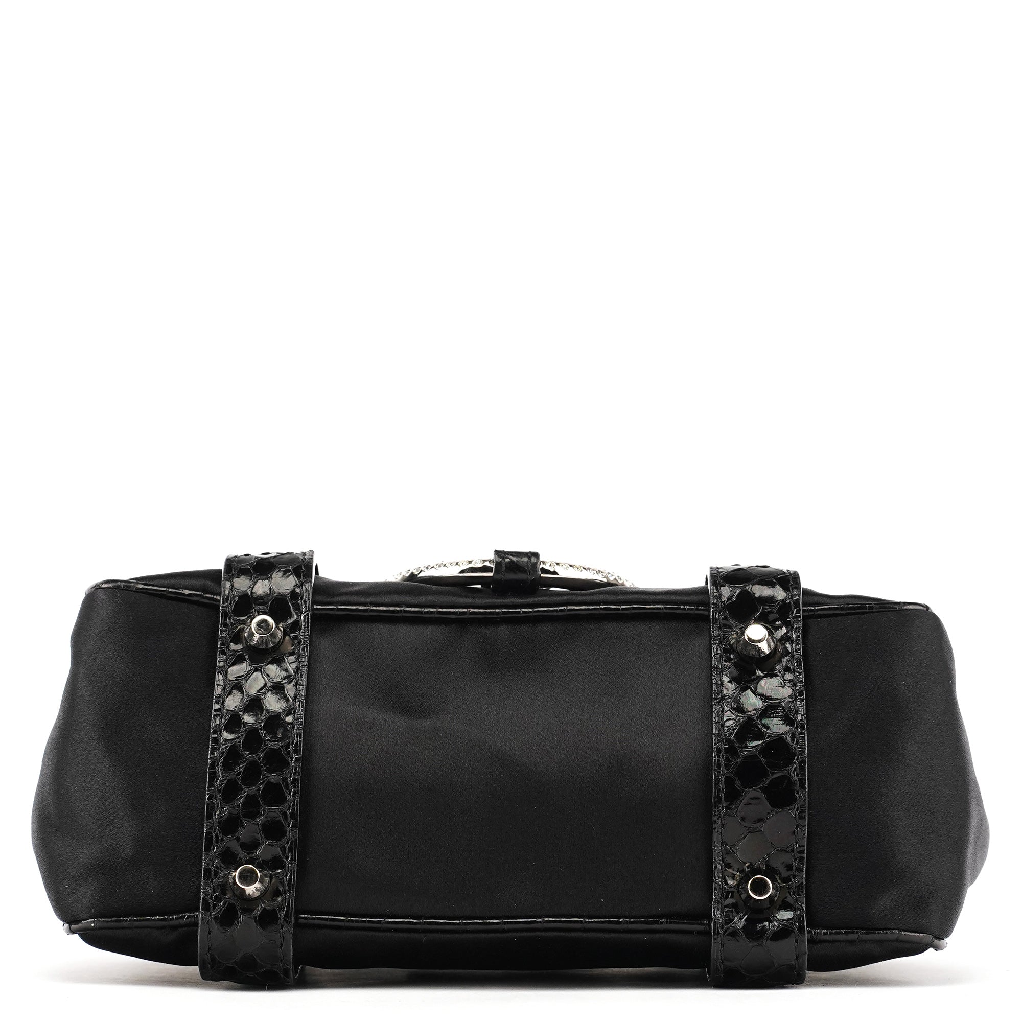 Black Satin Python Rhinestone Mini Bag