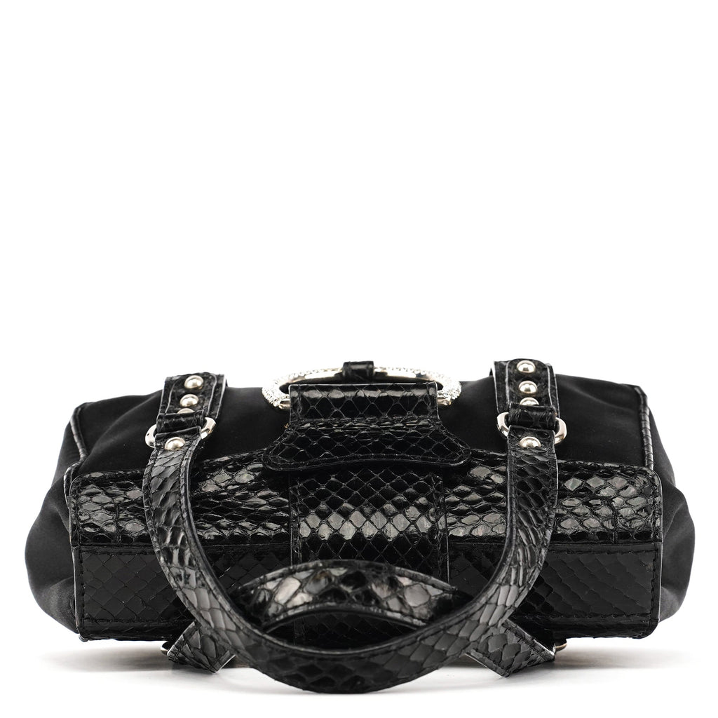 Black Satin Python Rhinestone Mini Bag