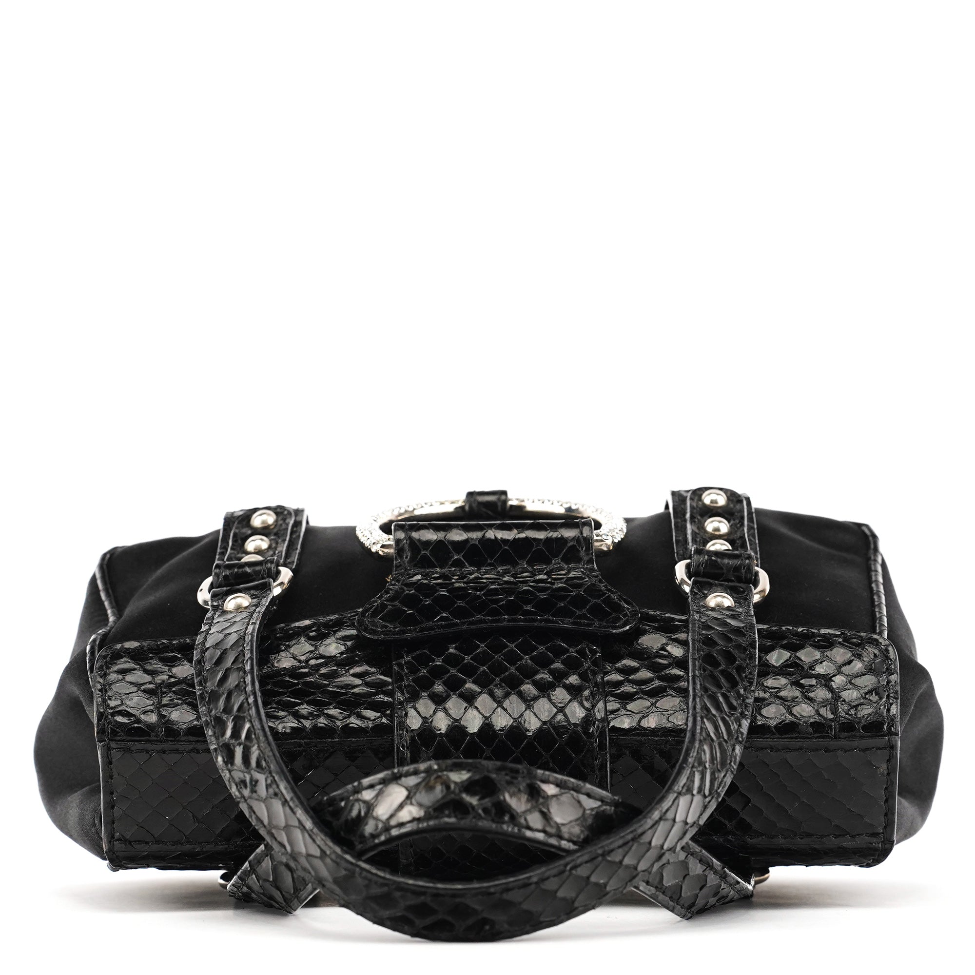 Black Satin Python Rhinestone Mini Bag