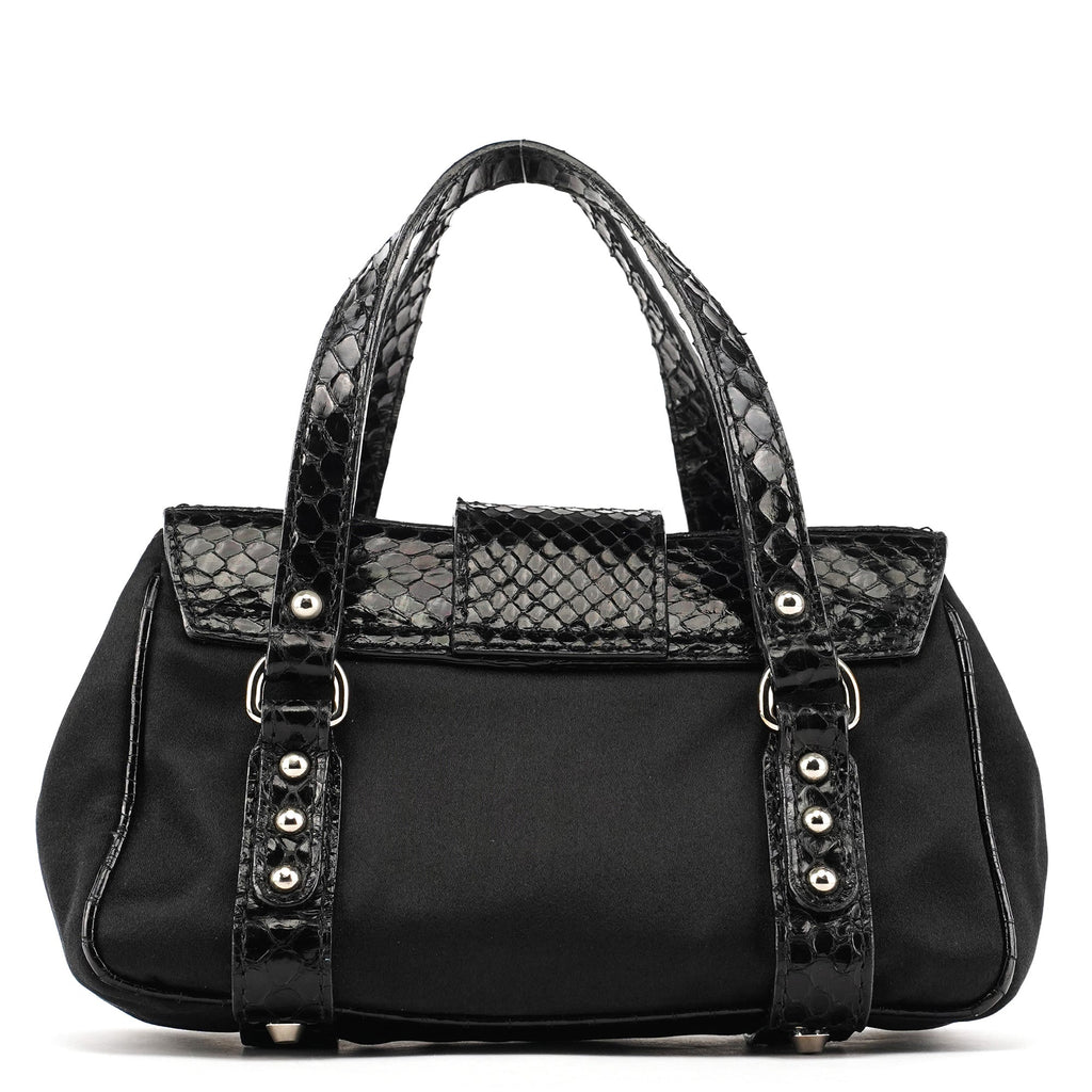 Black Satin Python Rhinestone Mini Bag