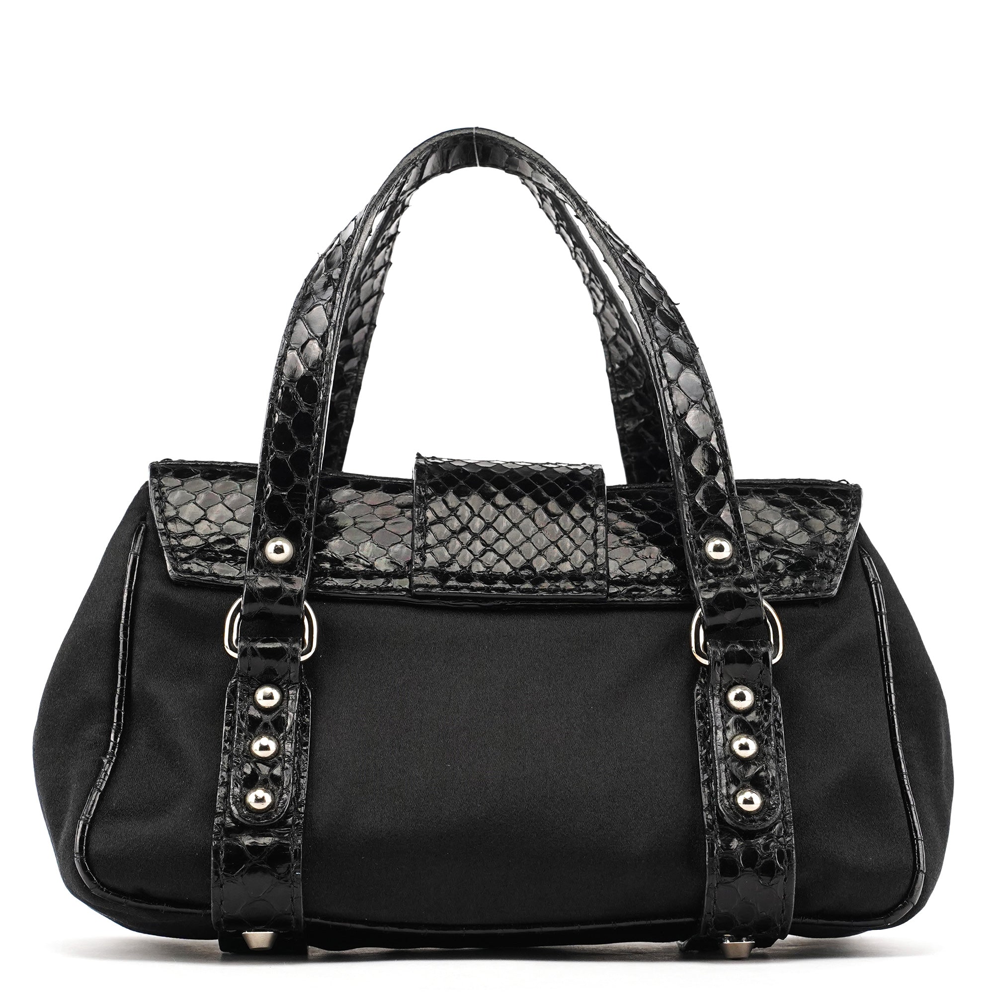 Black Satin Python Rhinestone Mini Bag