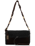Brown Knit Suede Leather Shoulder Bag
