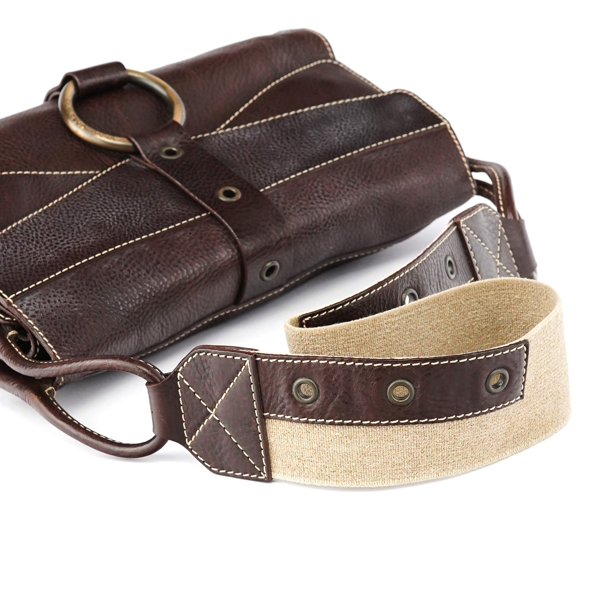 Brown Leather Ring Shoulder Bag