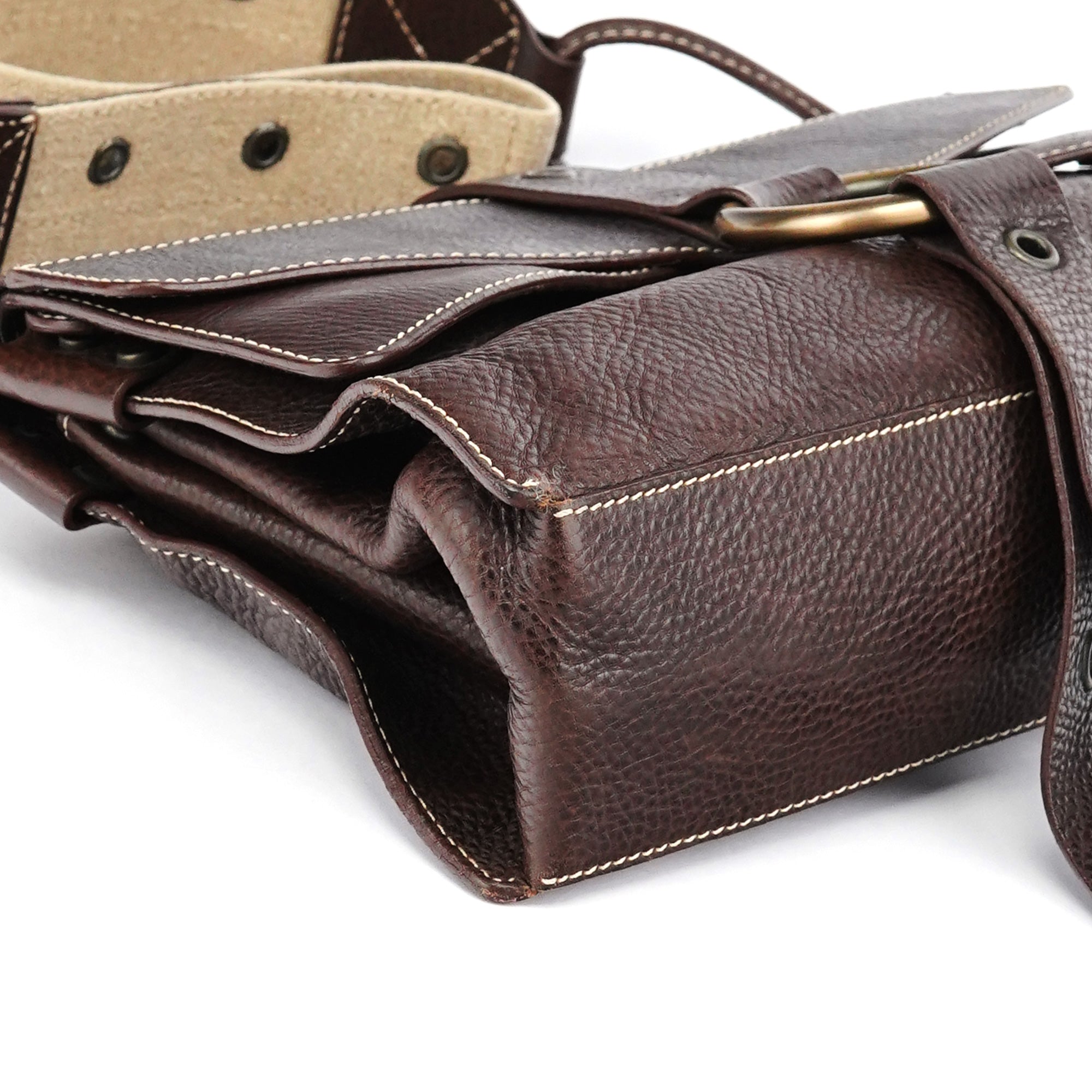 Brown Leather Ring Shoulder Bag
