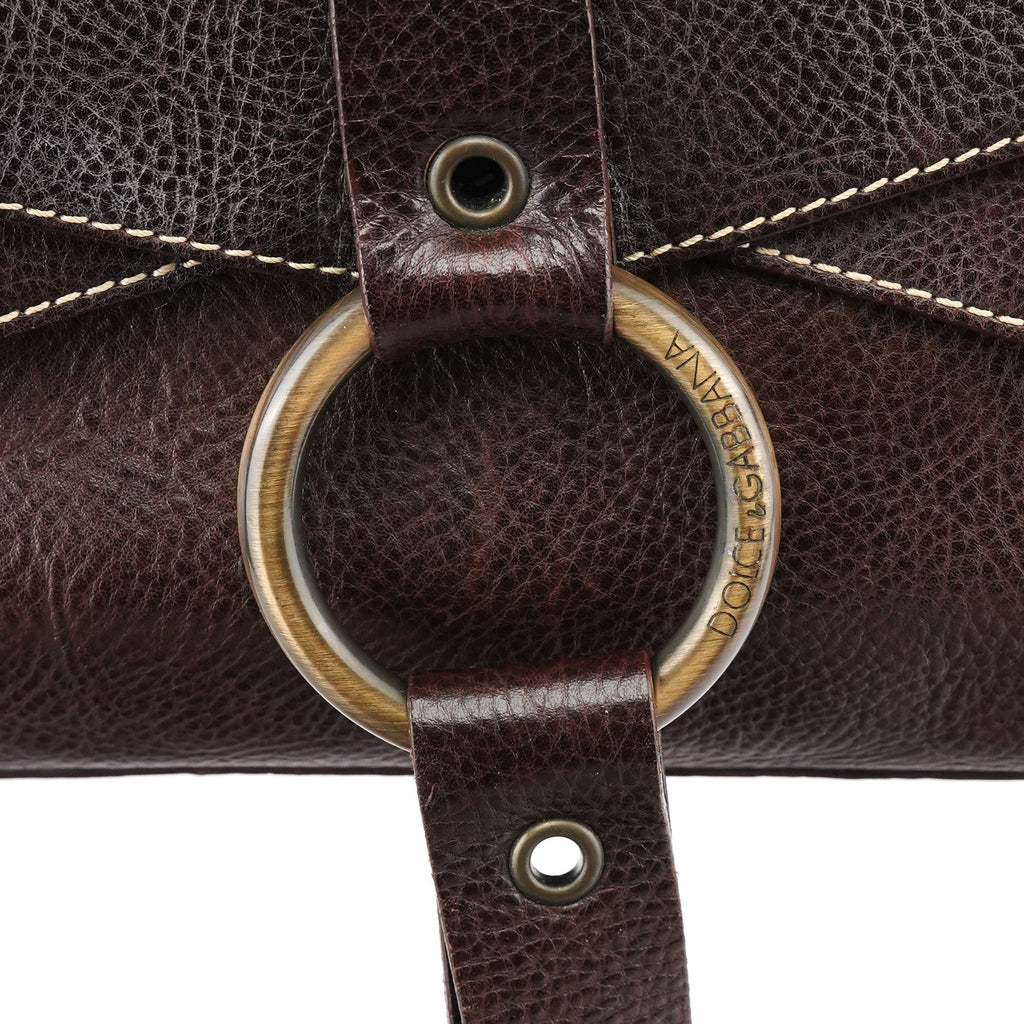 Brown Leather Ring Shoulder Bag