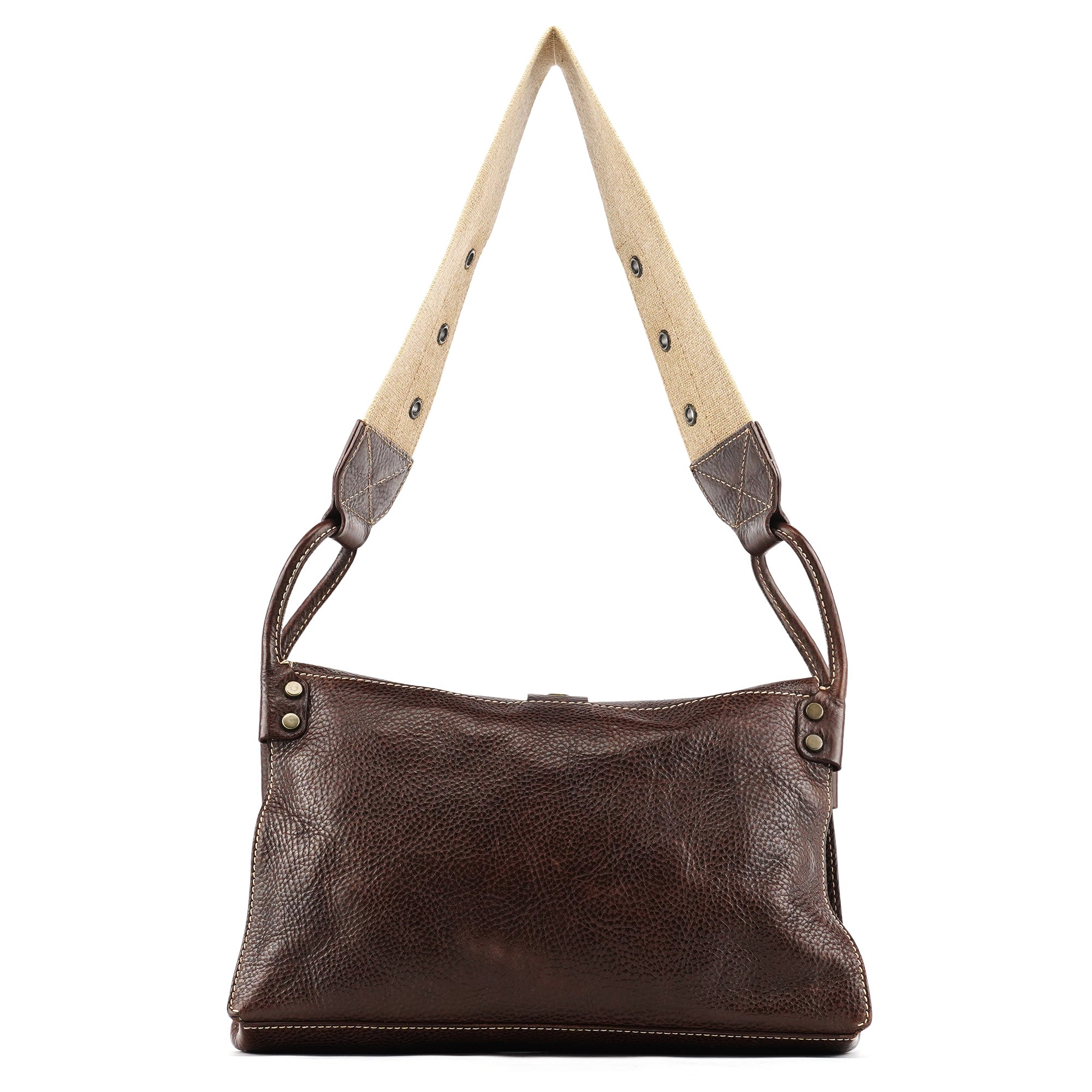 Brown Leather Ring Shoulder Bag