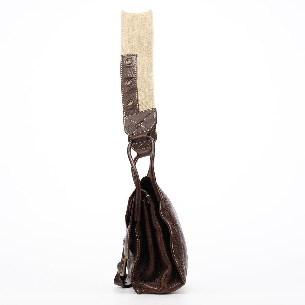 Brown Leather Ring Shoulder Bag