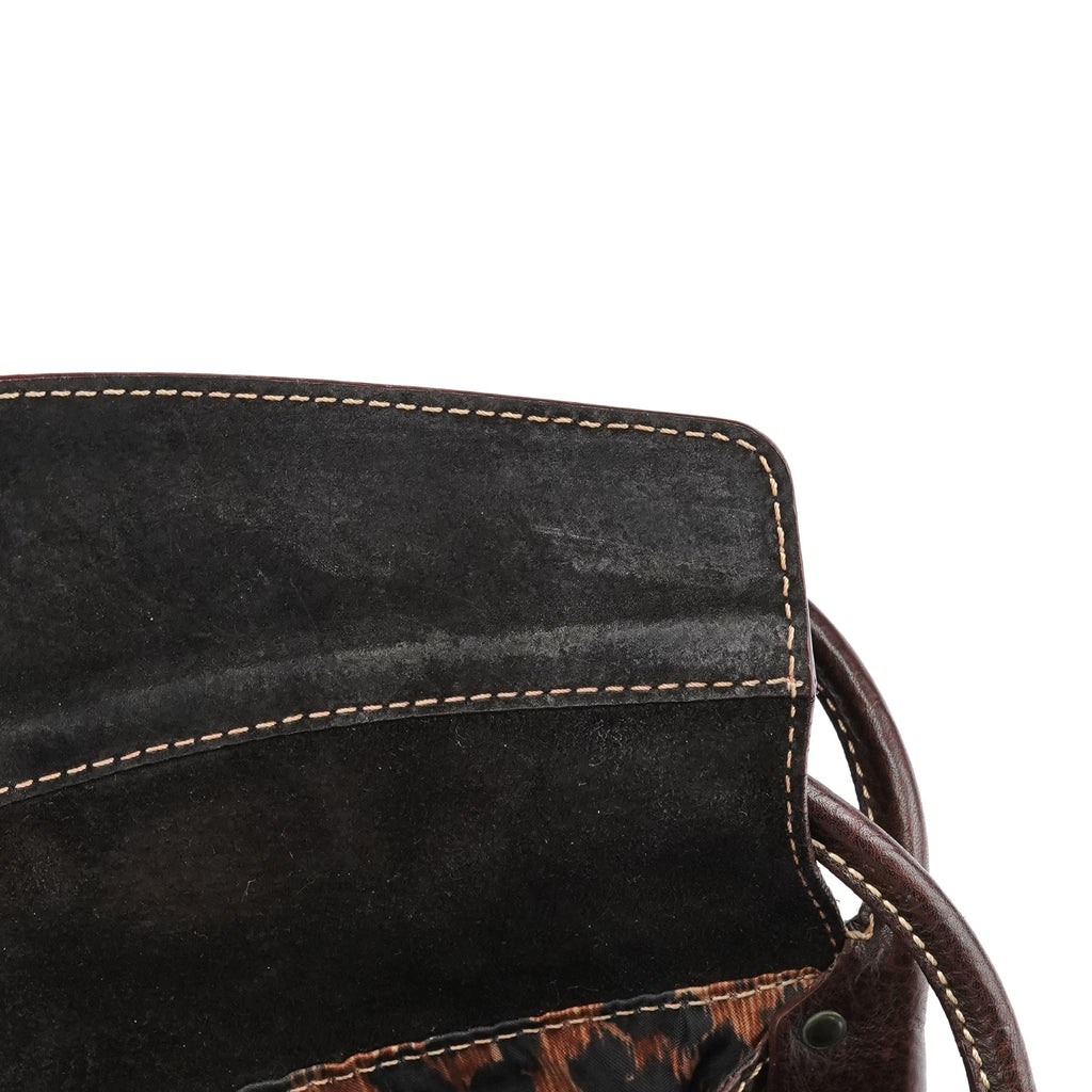 Brown Leather Ring Shoulder Bag