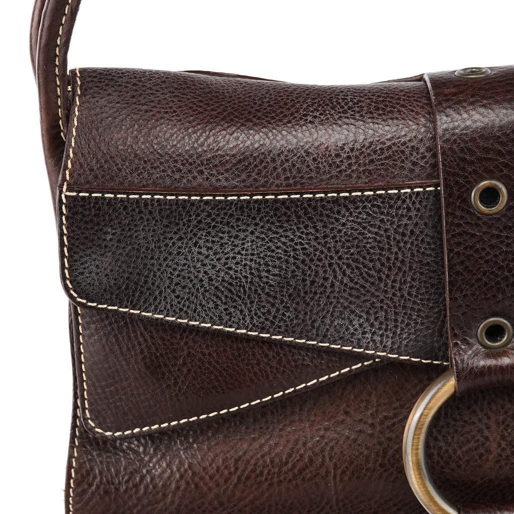 Brown Leather Ring Shoulder Bag