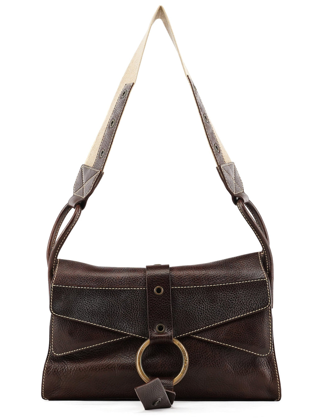 Brown Leather Ring Shoulder Bag