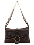 Brown Leather Ring Shoulder Bag