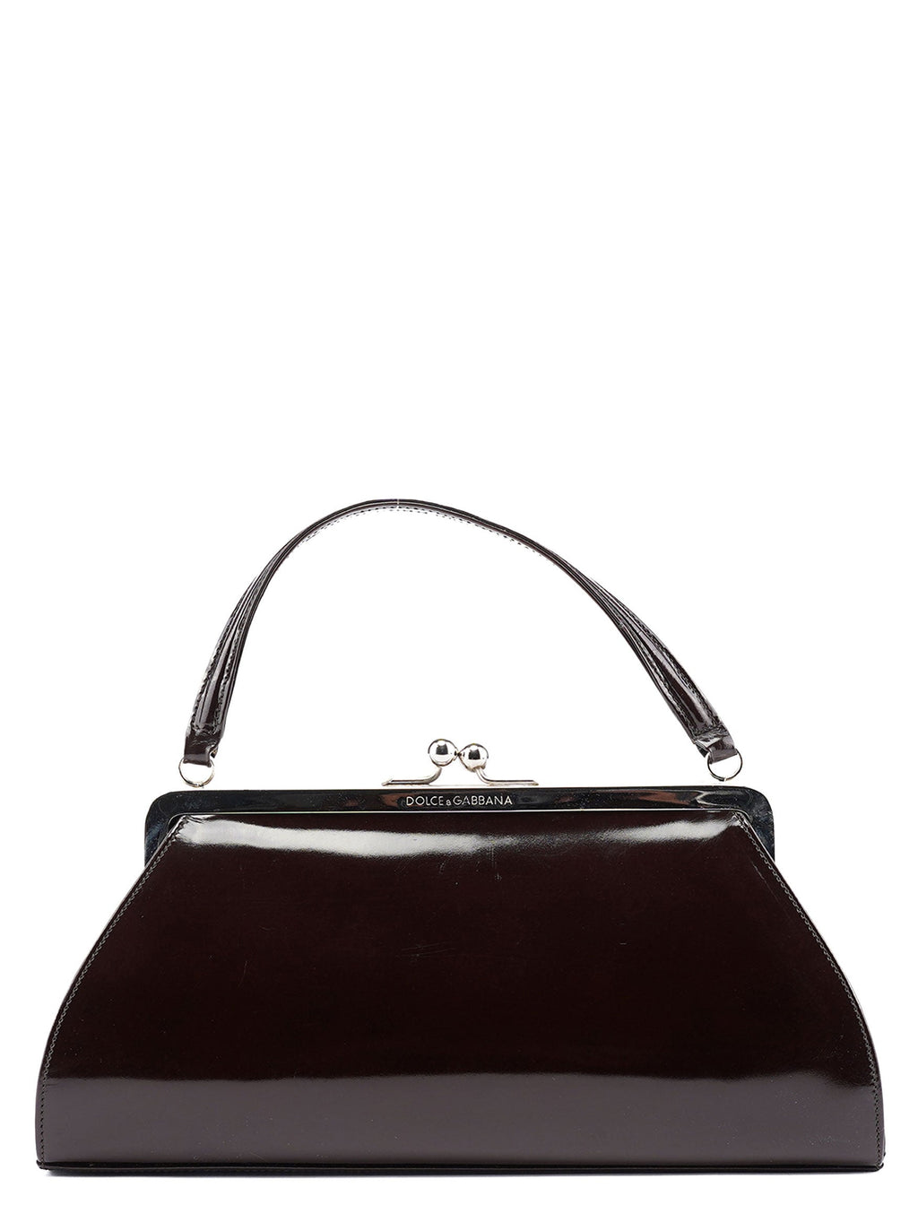 Brown Patent Leather Clutch Bag