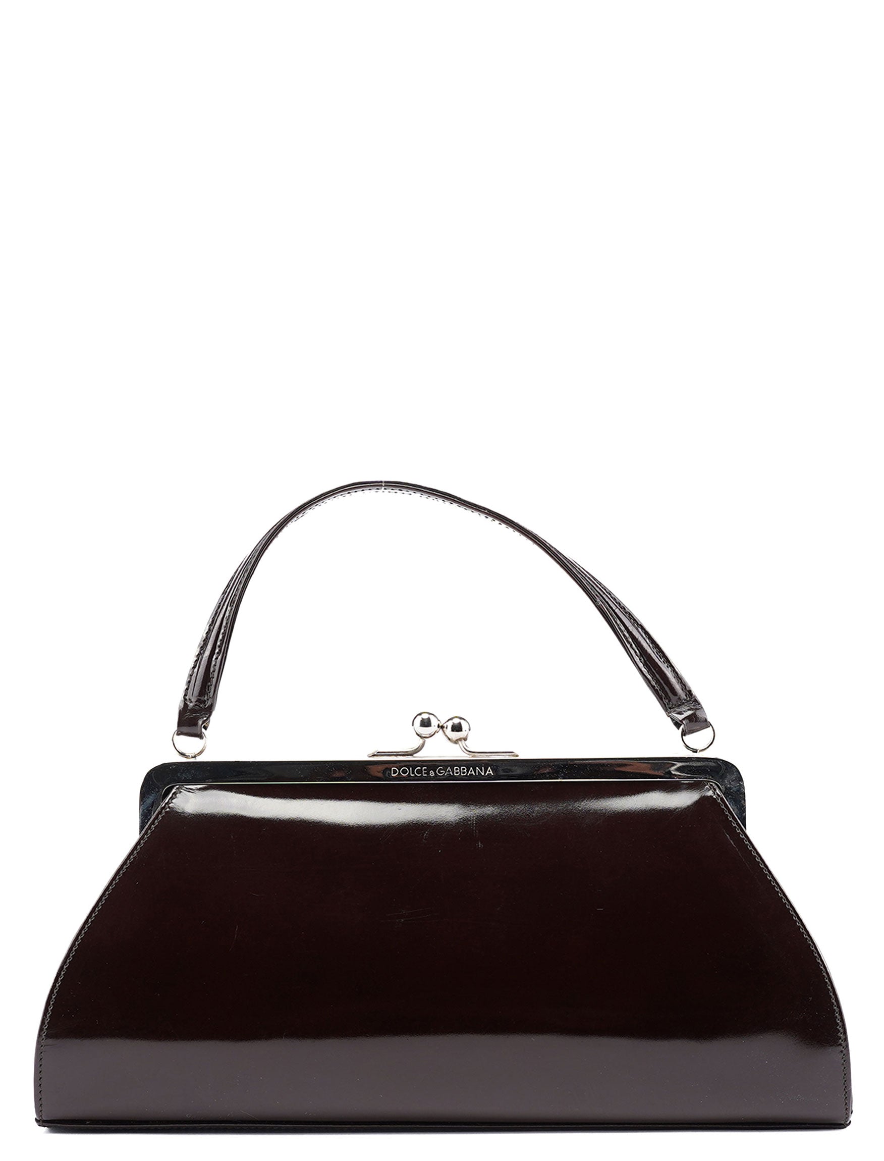 Brown Patent Leather Clutch Bag