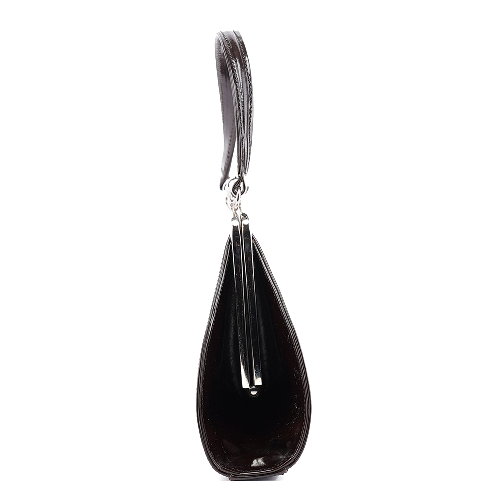 Brown Patent Leather Clutch Bag