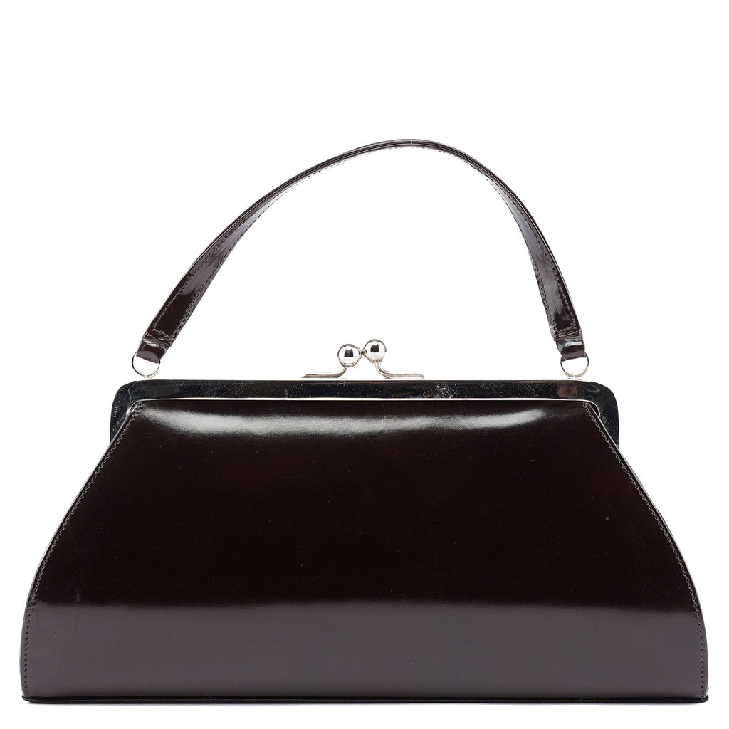 Brown Patent Leather Clutch Bag