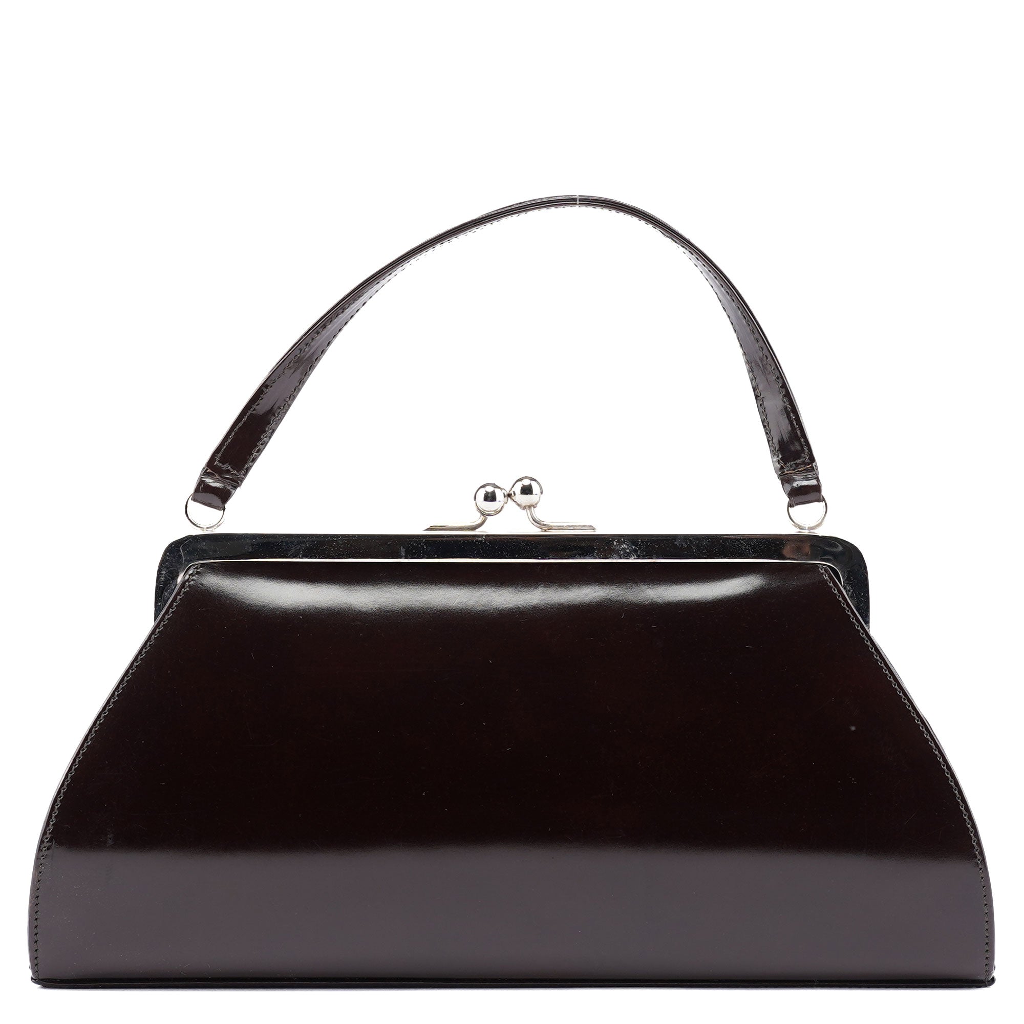 Brown Patent Leather Clutch Bag