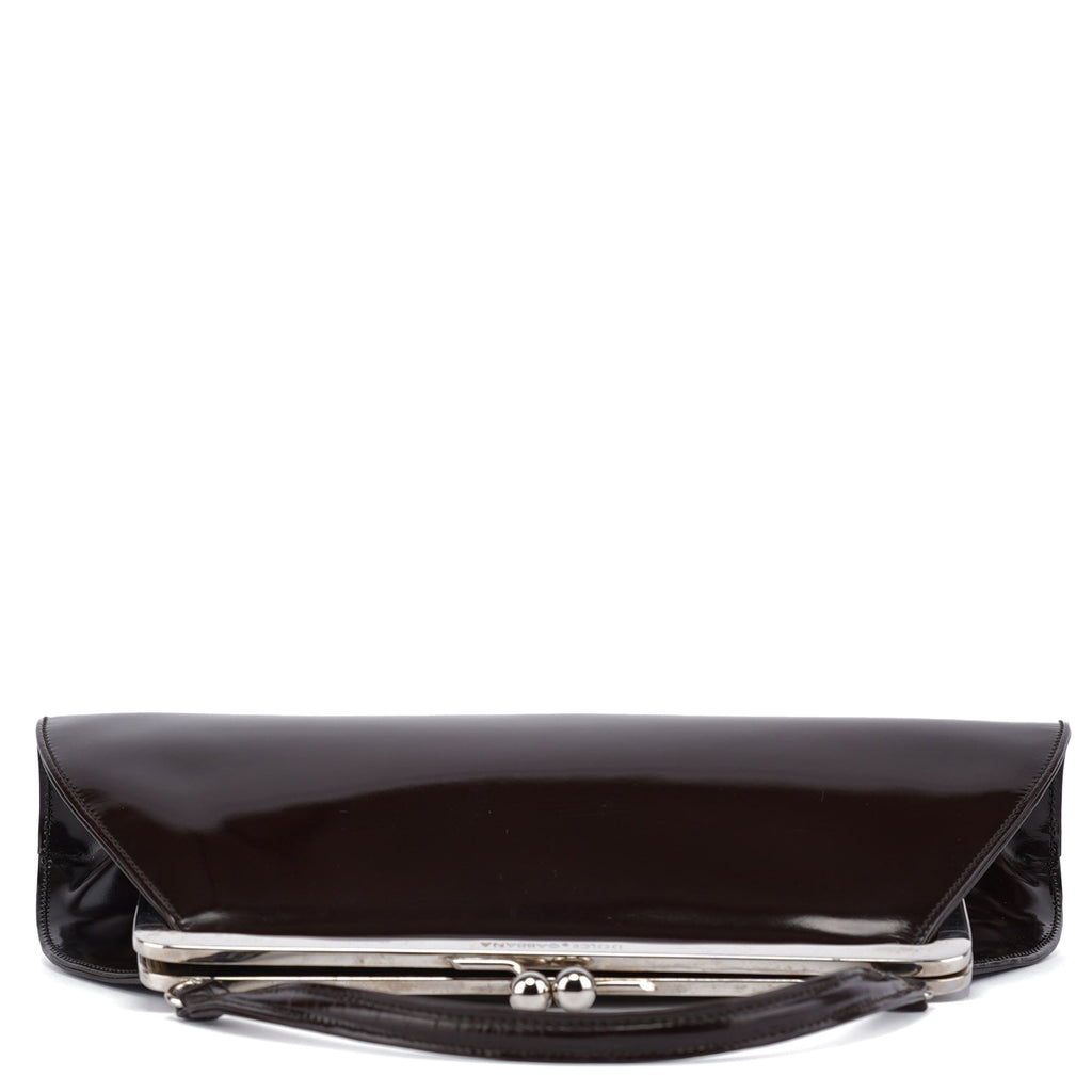 Brown Patent Leather Clutch Bag