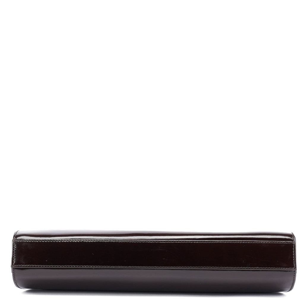 Brown Patent Leather Clutch Bag