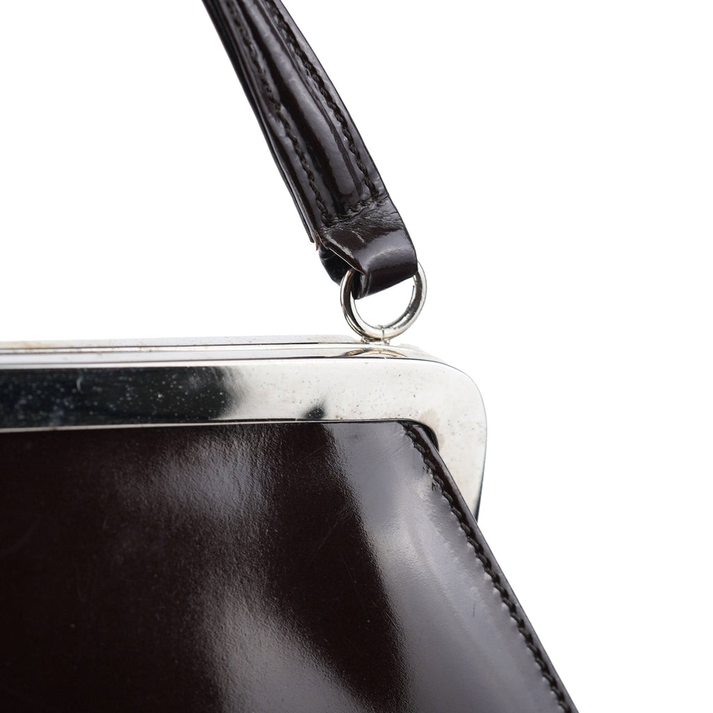 Brown Patent Leather Clutch Bag
