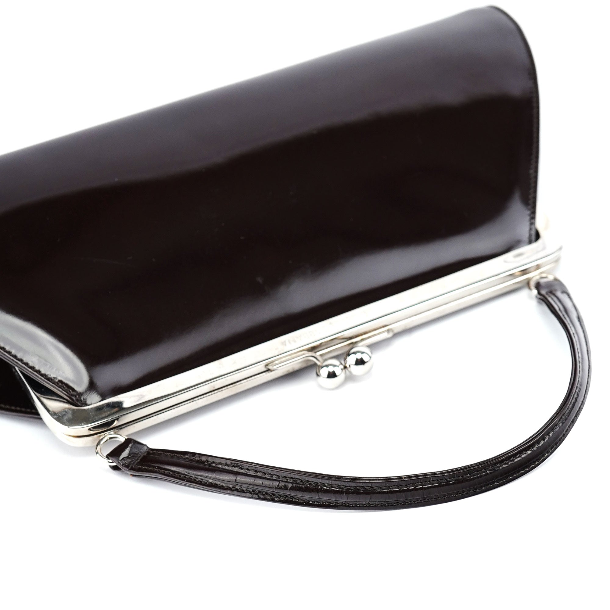 Brown Patent Leather Clutch Bag