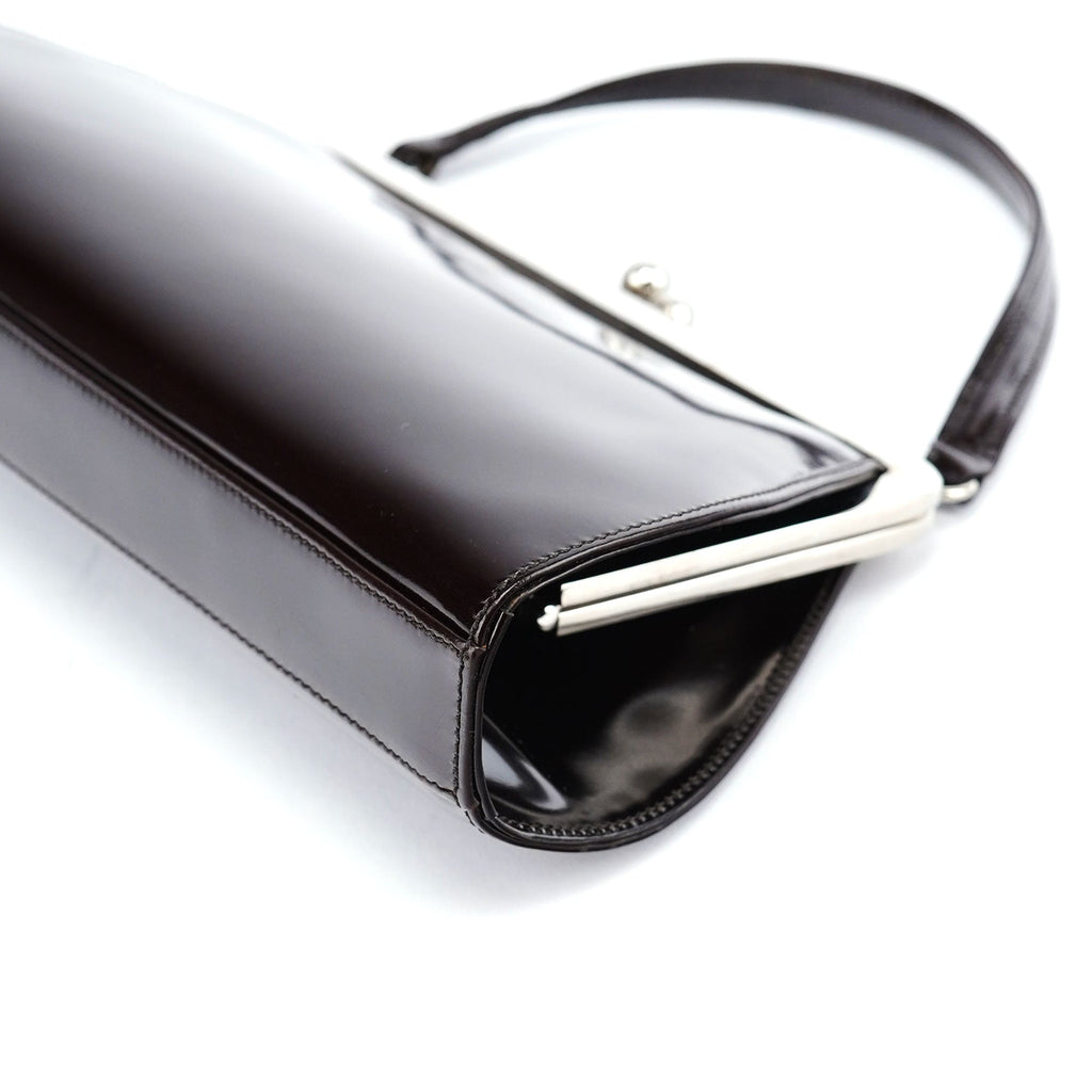 Brown Patent Leather Clutch Bag