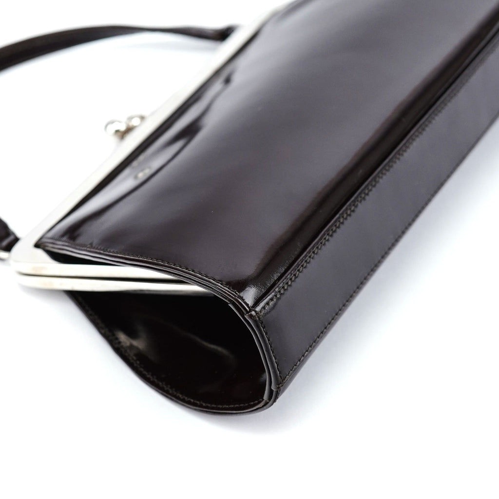 Brown Patent Leather Clutch Bag