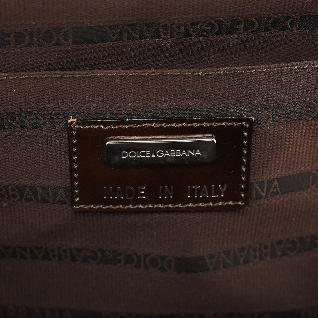 Brown Patent Leather Clutch Bag